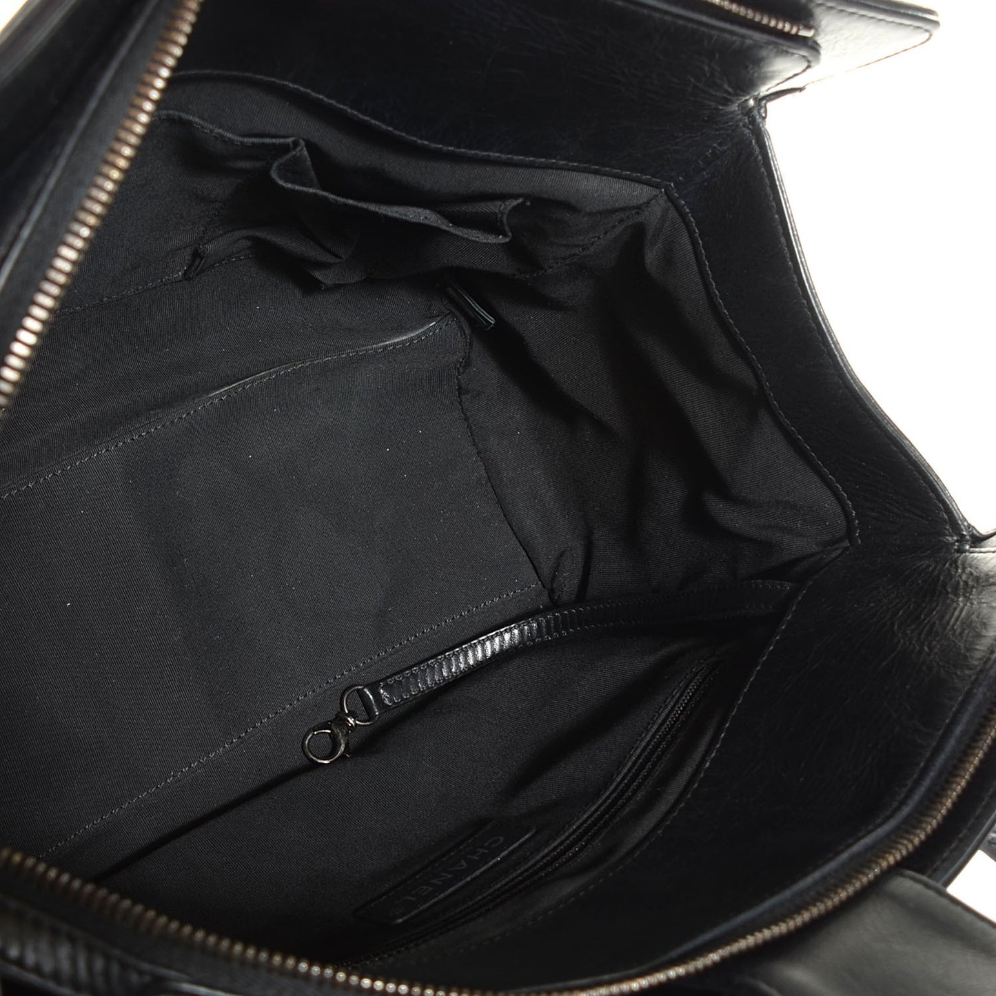 Calfskin Quilted Double Stitch Large Boy Tote Black