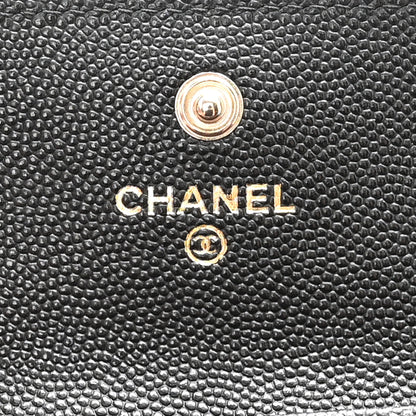 Chanel Caviar Metal Perforated Quilted CC Flap Card Holder Black 8 of 8
