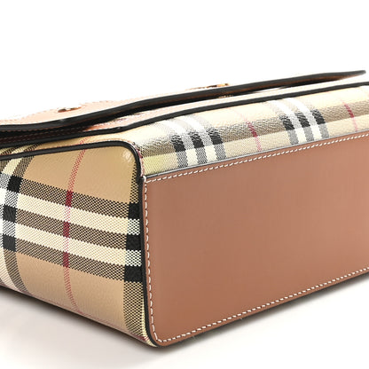 Burberry Coated Canvas Calfskin Vintage Check Medium Note Crossbody Bag Briar Brown 8 of 9