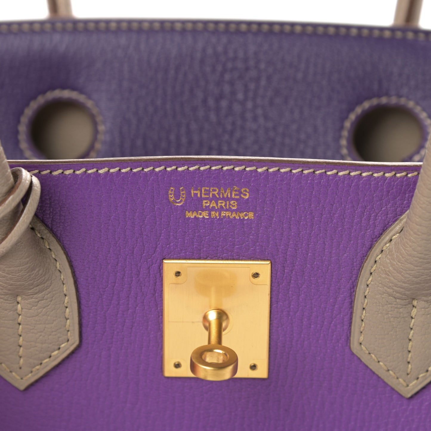 Chevre Mysore Horseshoe Birkin 30 Parme Violet Gris Tourterelle