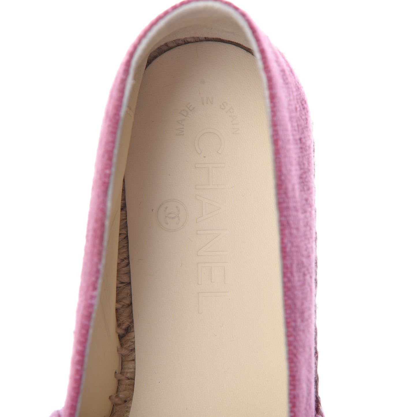 CHANEL Linen CC Espadrilles 40 Pink Black