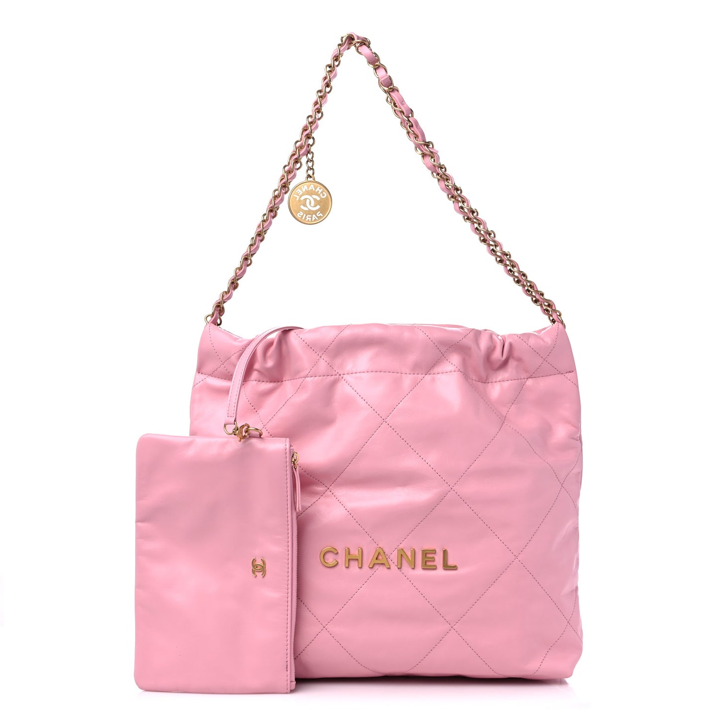 Shiny Calfskin Quilted Small Chanel 22 Pink