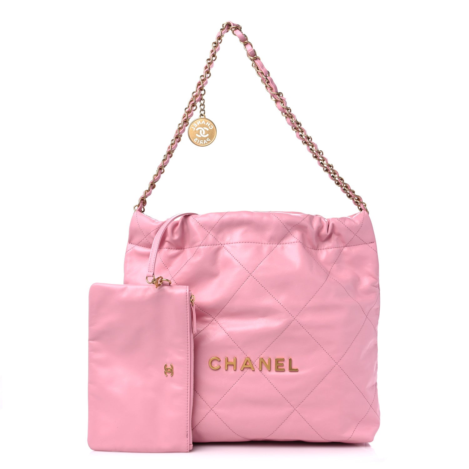 Chanel Shiny Calfskin Quilted Small Chanel 22 Pink 1 of 10