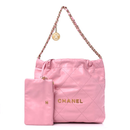 Chanel Shiny Calfskin Quilted Small Chanel 22 Pink 1 of 10