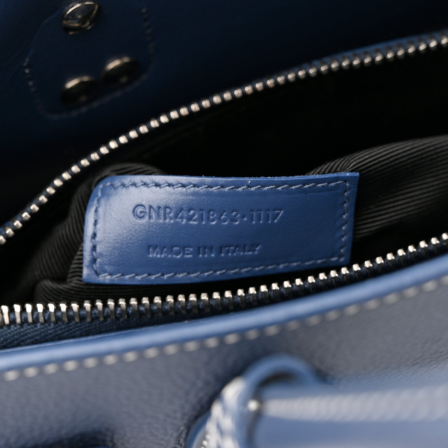 Saint Laurent Grained Calfskin Topstitch Baby Sac De Jour Denim 10 of 15