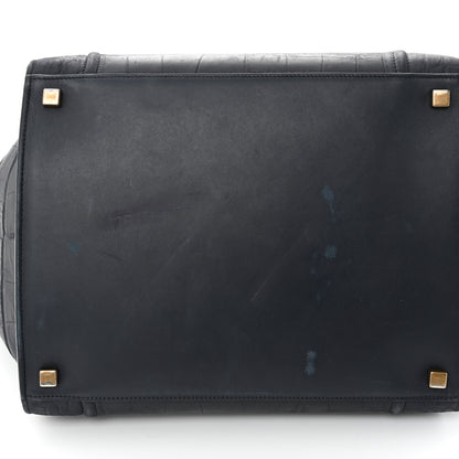 Celine Crocodile Embossed Calfskin Medium Phantom Luggage Navy Blue 11 of 12