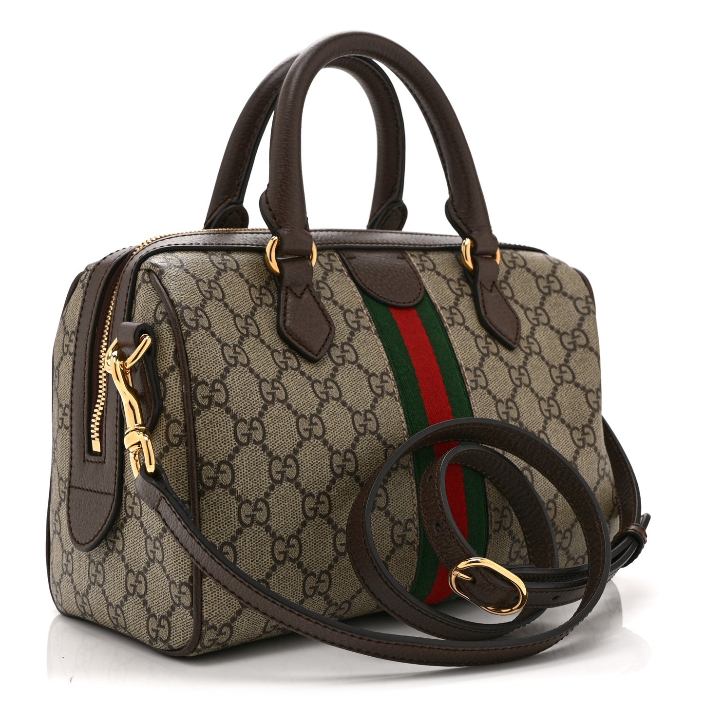 GG Supreme Monogram Web Small Ophidia Top Handle Bag  Beige Ebony
