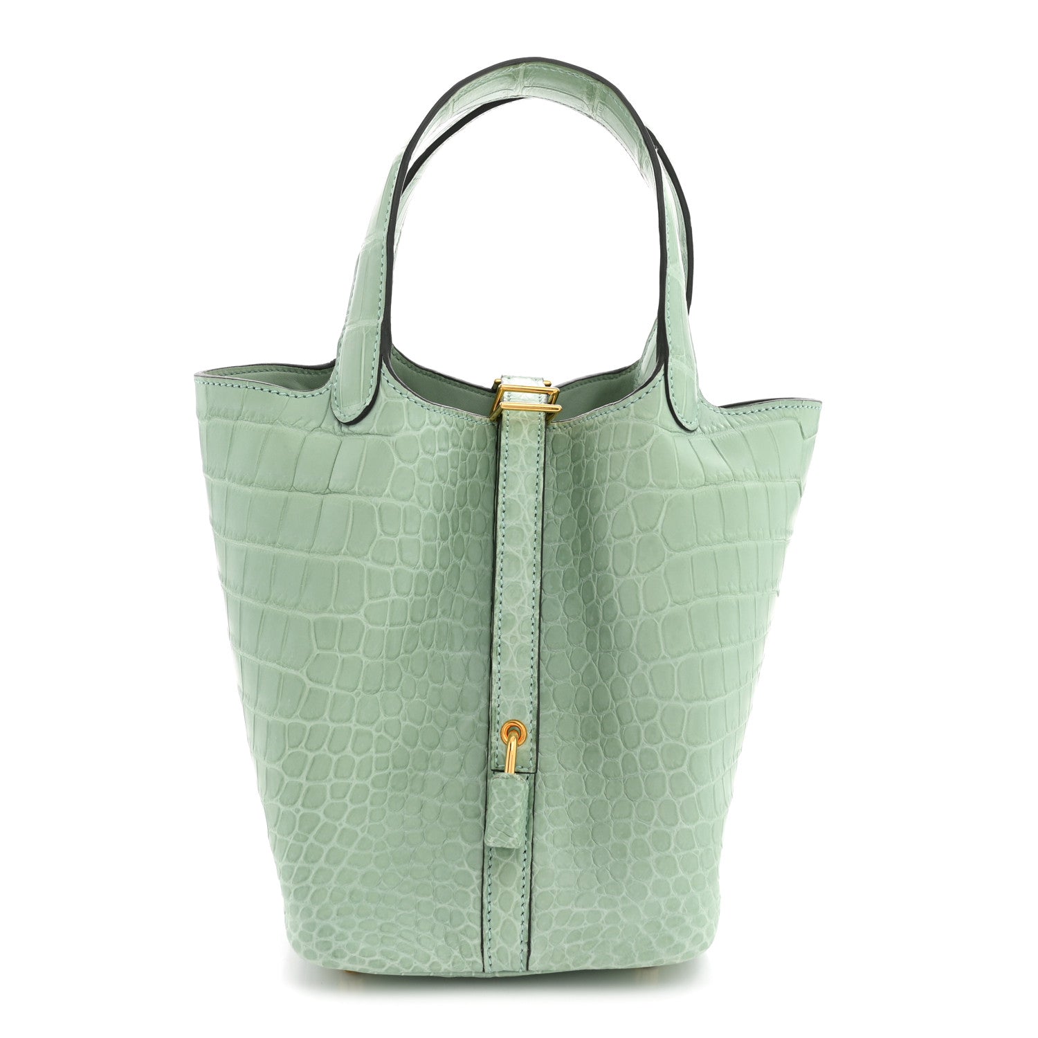 Hermes Matte Alligator Picotin Lock 18 Vert D Eau Vert D'Eau 1 of 10