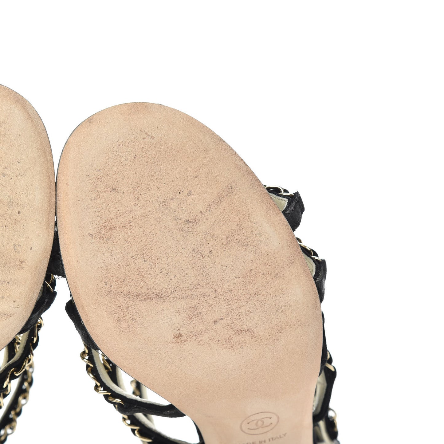 Suede Chain Sandals 38 Black