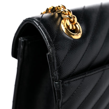 Saint Laurent Grain De Poudre Matelasse Chevron Large Monogram Satchel Black 16 of 21