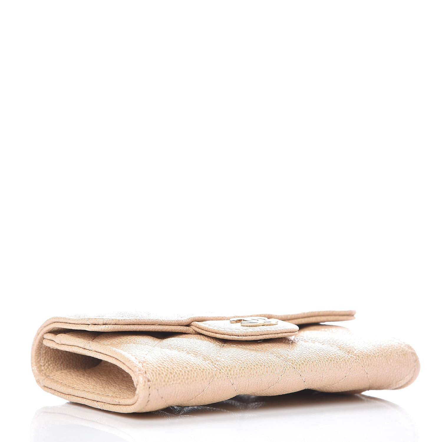 Chanel Iridescent Caviar Quilted Flap Card Holder Beige 4 of 9