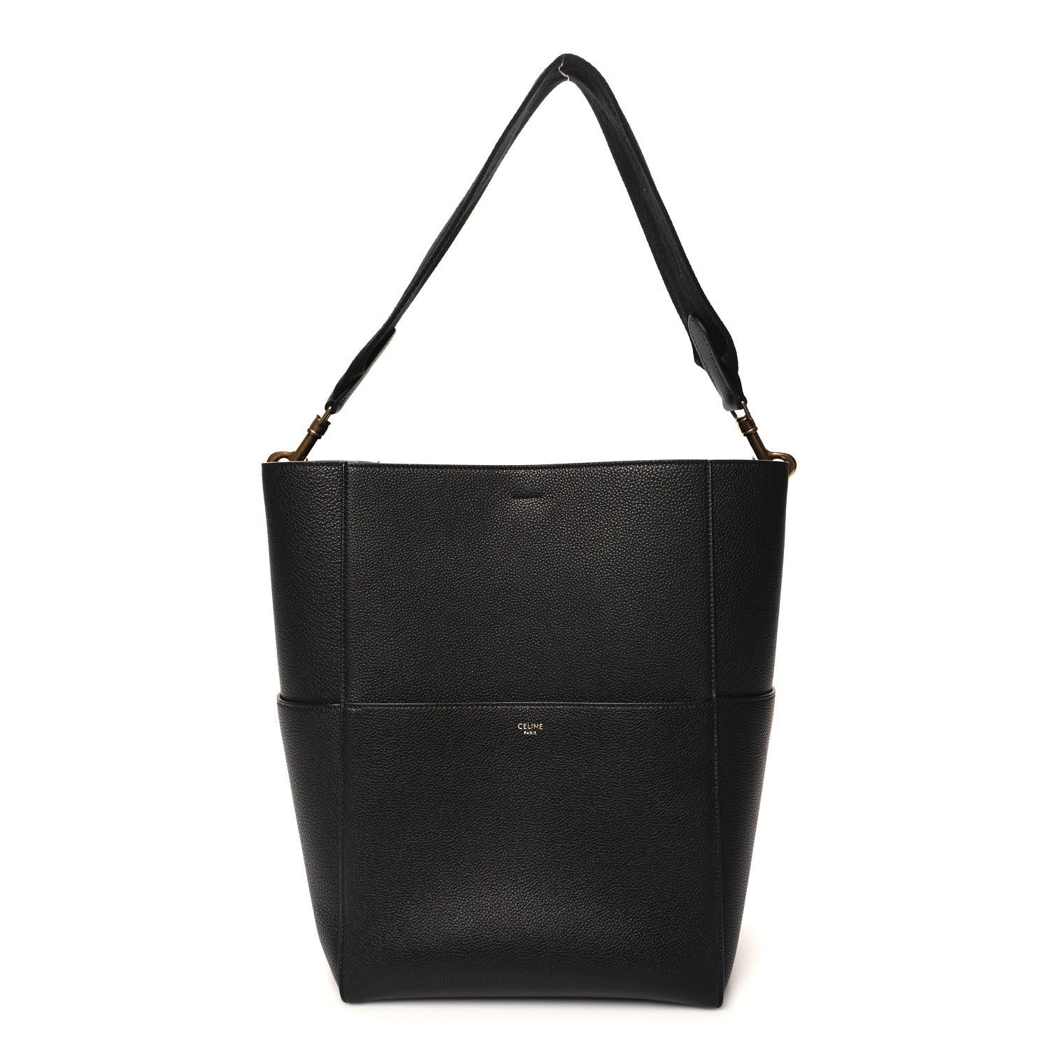 Celine Soft Grained Calfskin Sangle Bucket Bag Black 1 of 11