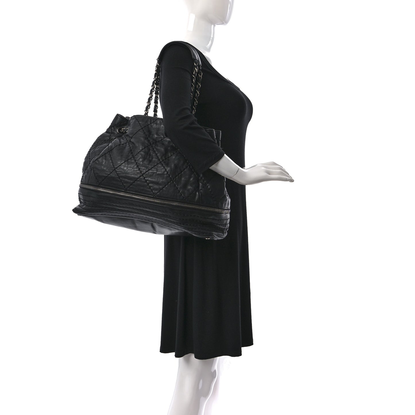Lambskin Expandable Tote Black