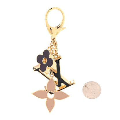 Louis Vuitton Metal Enamel Fleur De Monogram Bag Charm Dore 2 of 4