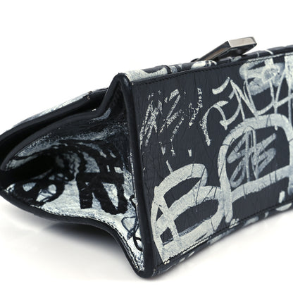 Balenciaga Agneau Graffiti Logo Small Hourglass Top Handle Bag Black 9 of 10