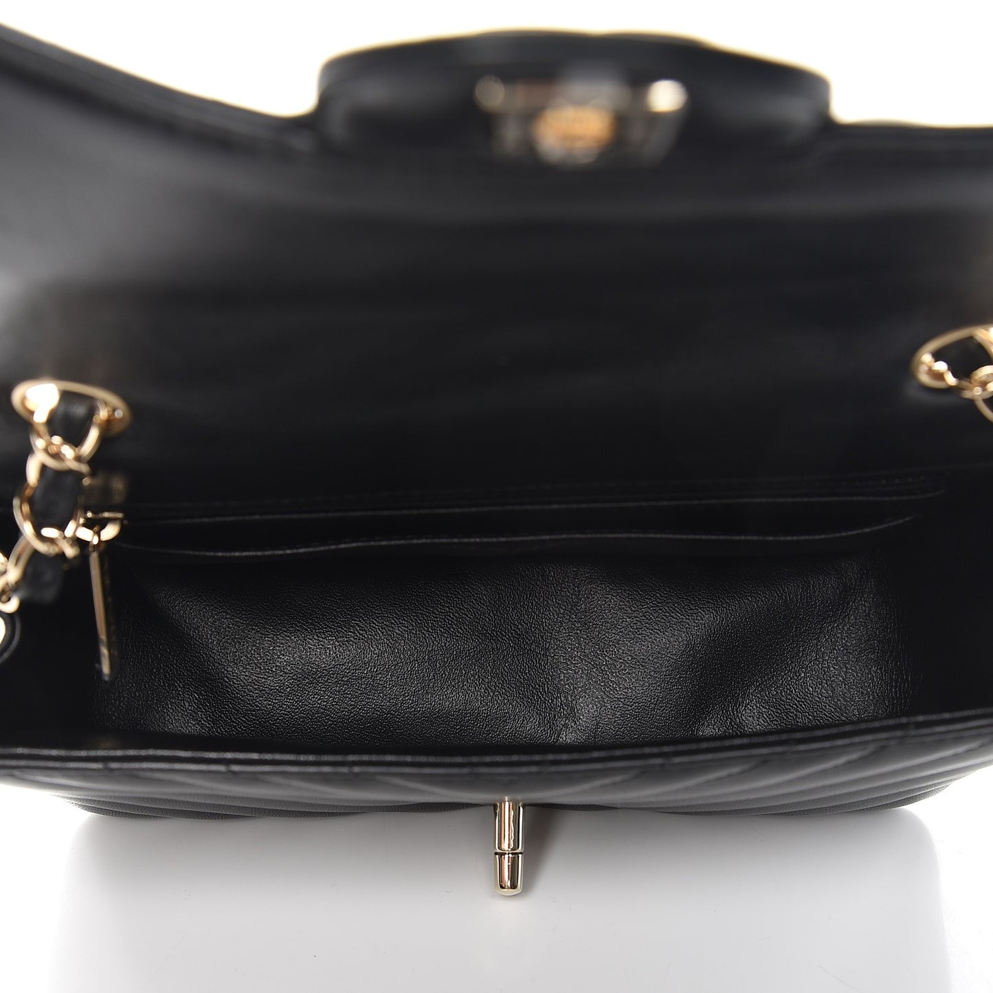Lambskin Chevron Quilted Mini Rectangular Flap Black