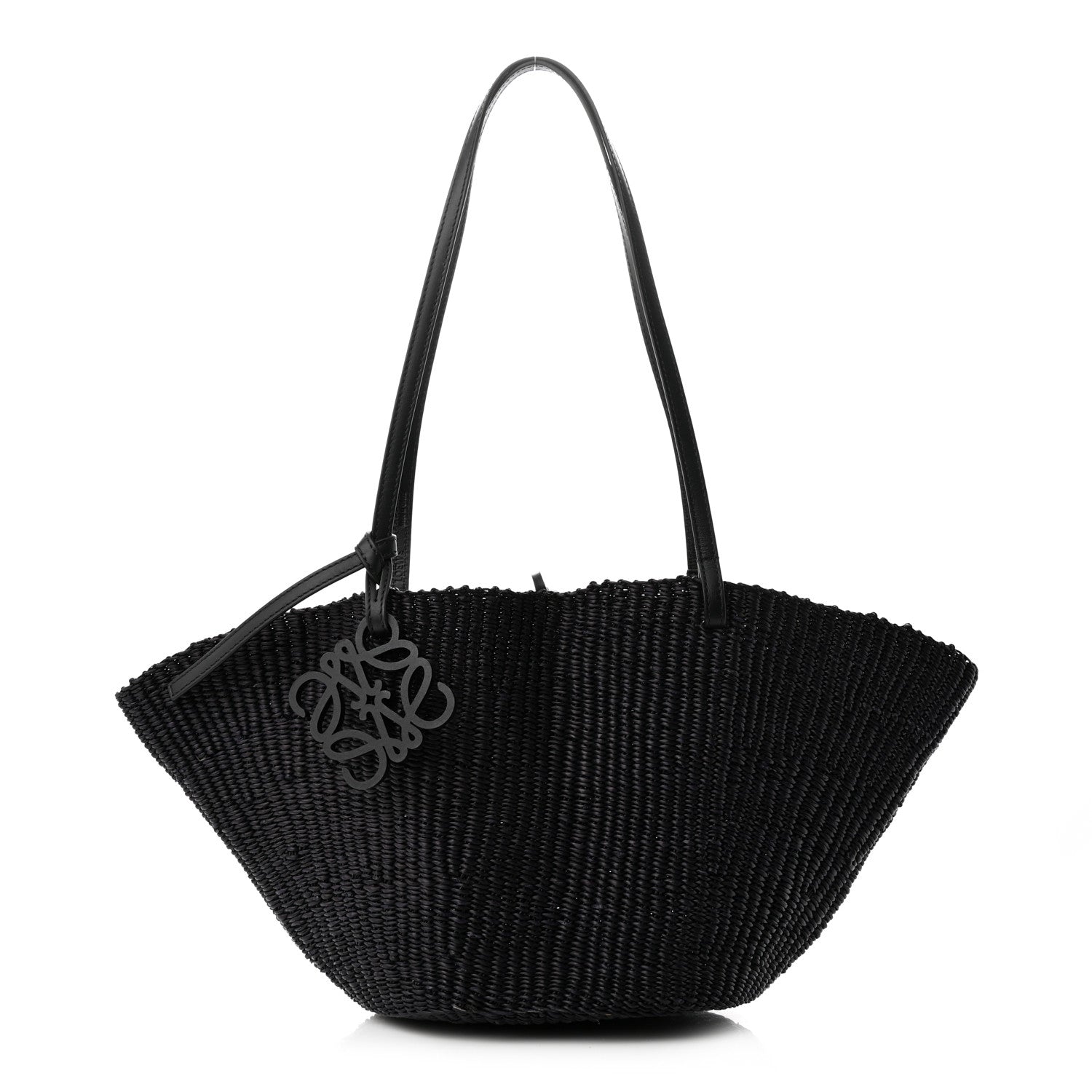 Loewe Calfskin Raffia Small Anagram Basket Tote Bag Black 1 of 8