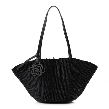 Loewe Calfskin Raffia Small Anagram Basket Tote Bag Black 1 of 8