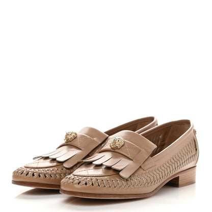 Chanel Lambskin Braided Kangaroo Mocassin Loafers 37 Light Beige 3 of 7