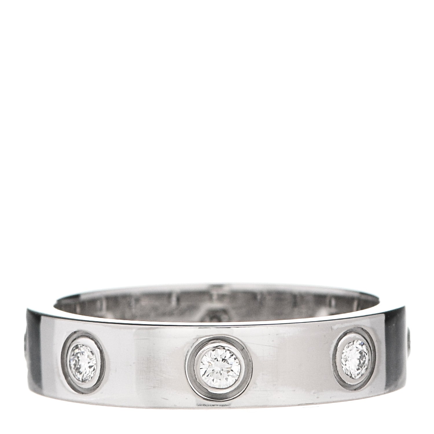 Cartier 18K White Gold 8 Diamond 4mm Wedding Band LOVE Ring 47 4 1 of 6