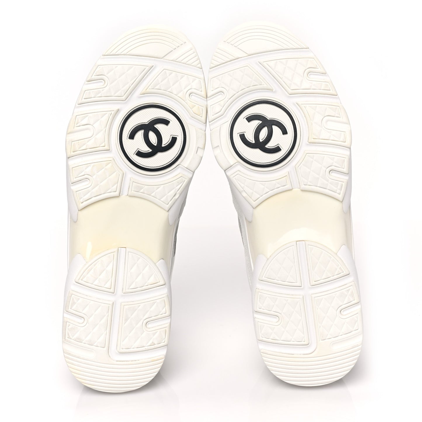 Suede Calfskin CC Sneakers 41 White Grey Blue