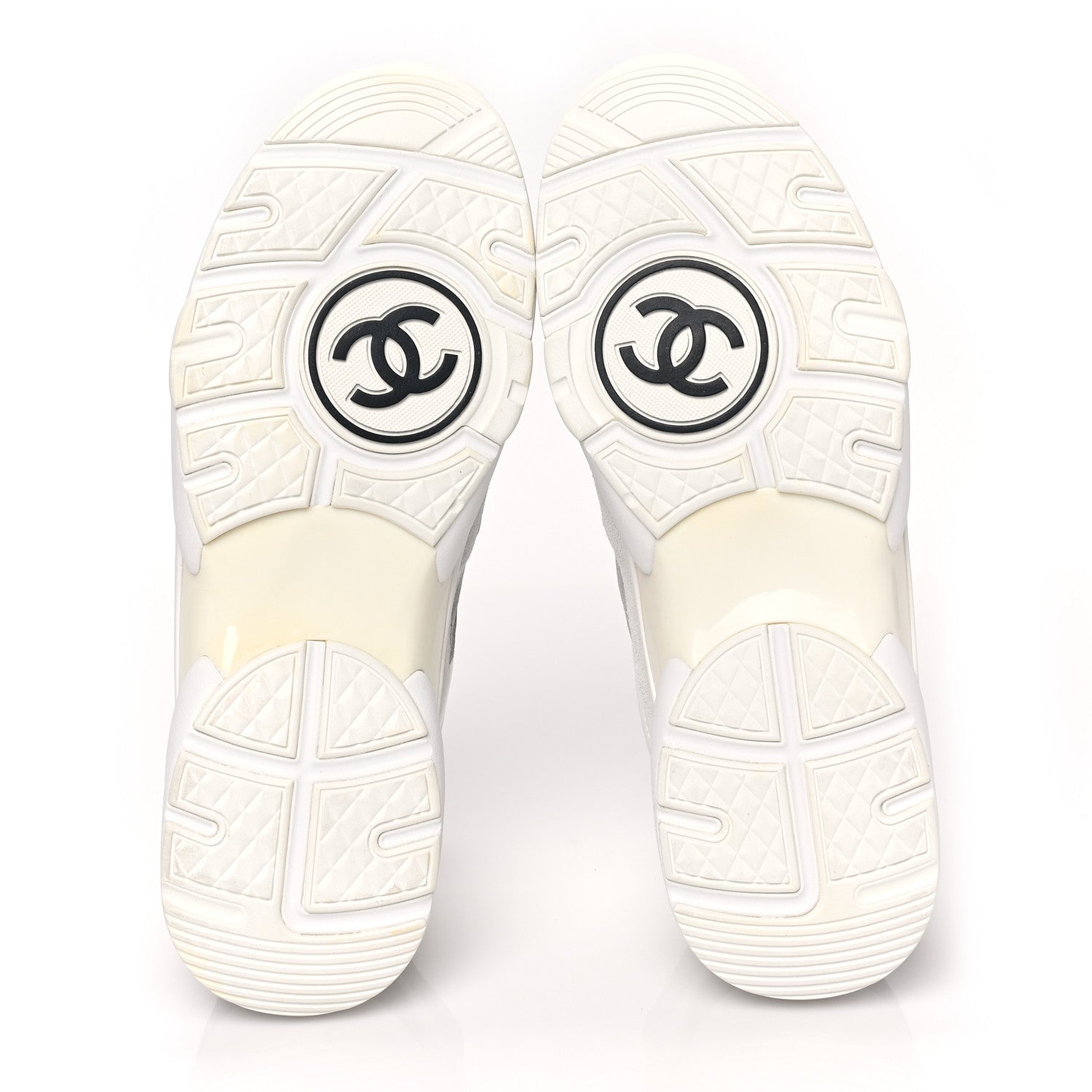 Chanel Suede Calfskin CC Sneakers 41 White Grey Blue 5 of 8