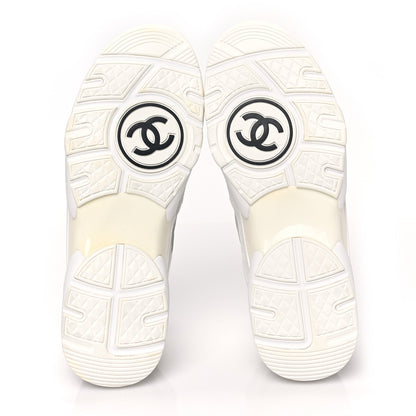 Chanel Suede Calfskin CC Sneakers 41 White Grey Blue 5 of 8