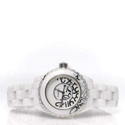 Chanel Stainless Steel Ceramic 33mm J12 Limited Edition Graffiti Quartz Watch White 3 of 7