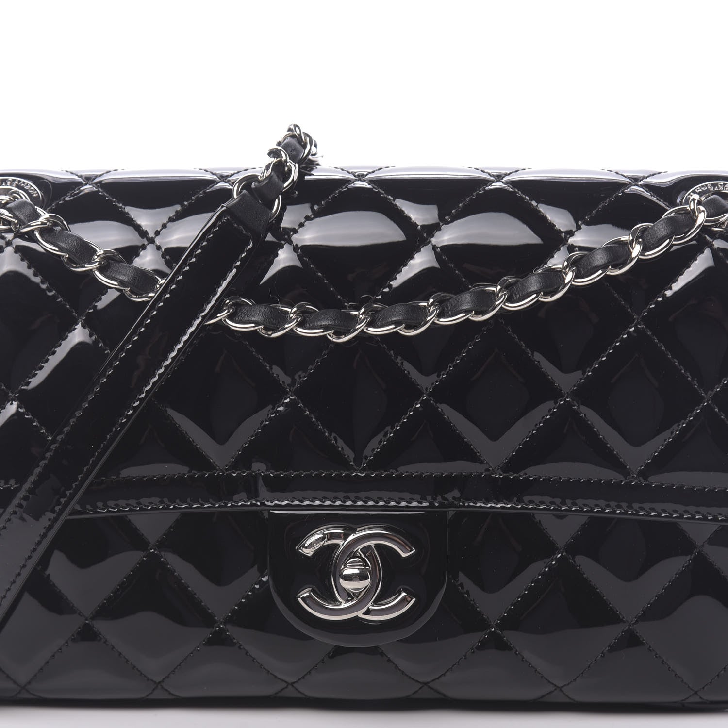 Chanel Patent Quilted Large Coco Shine Flap Black 11 of 12