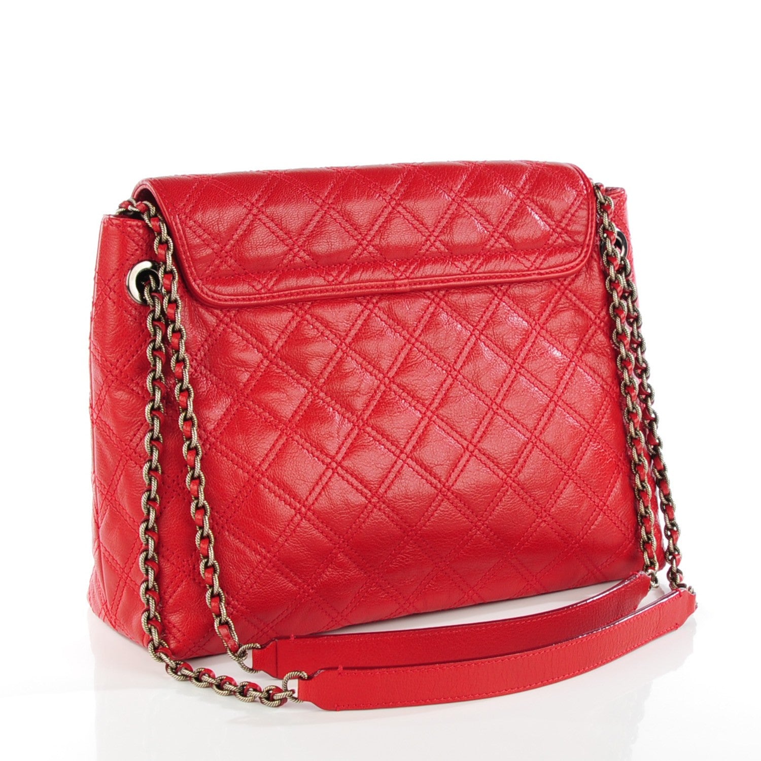 Marc Jacobs Lacquered Lambskin Quilted The XL Single Flap Red 6 of 12