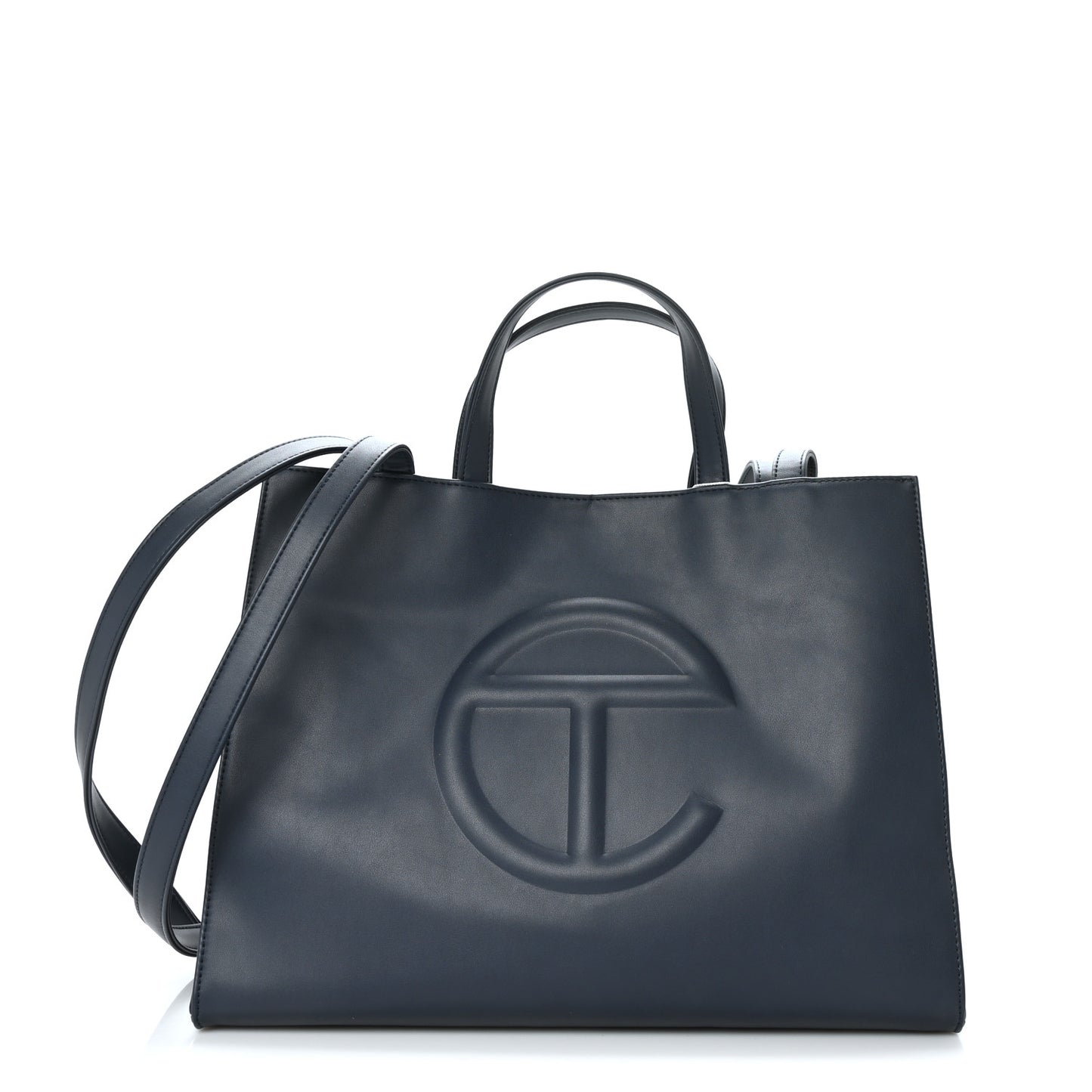 Vegan Leather Medium Shopping Bag Navy