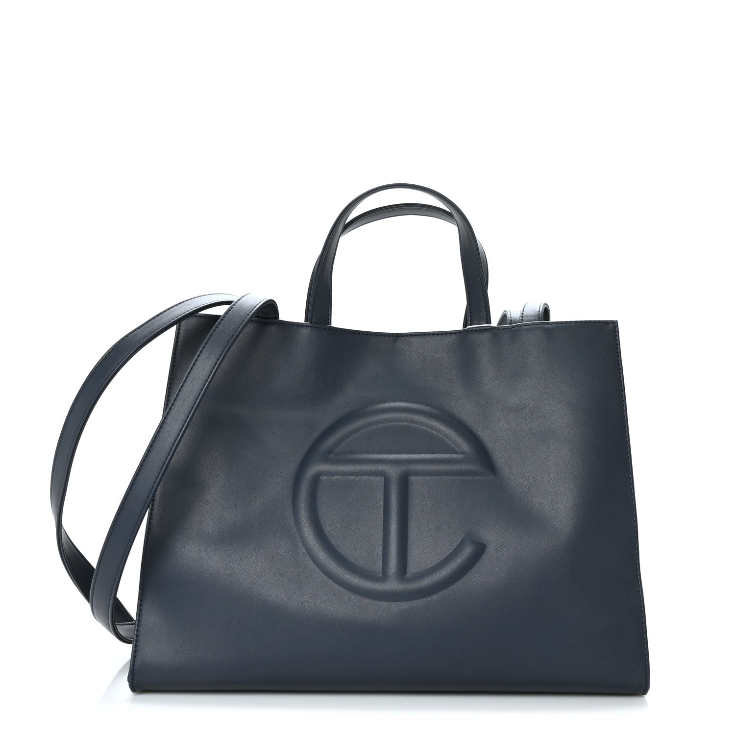 Telfar Vegan Leather Medium Shopping Bag Navy 1 of 8