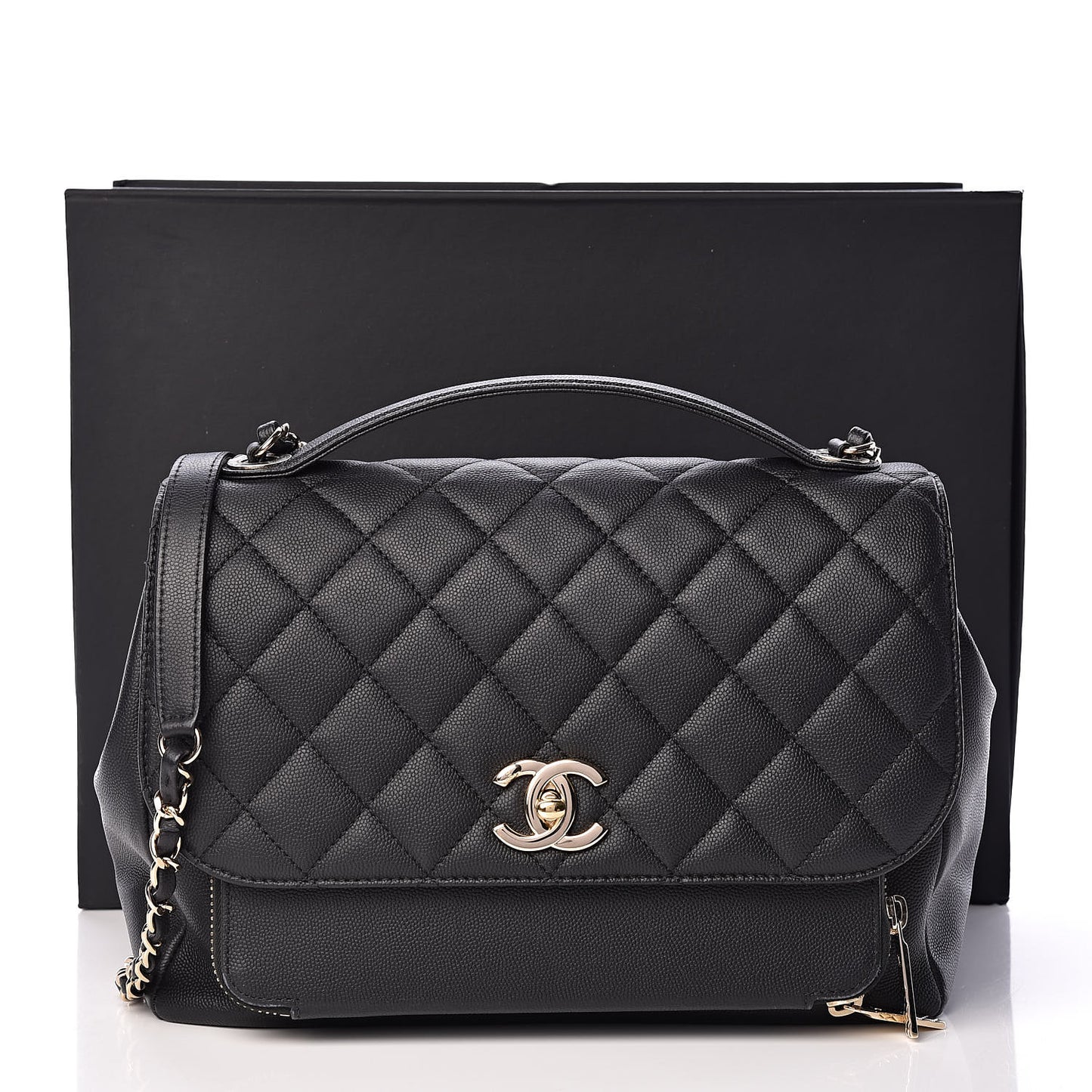 Caviar Quilted Large Business Affinity Flap Black
