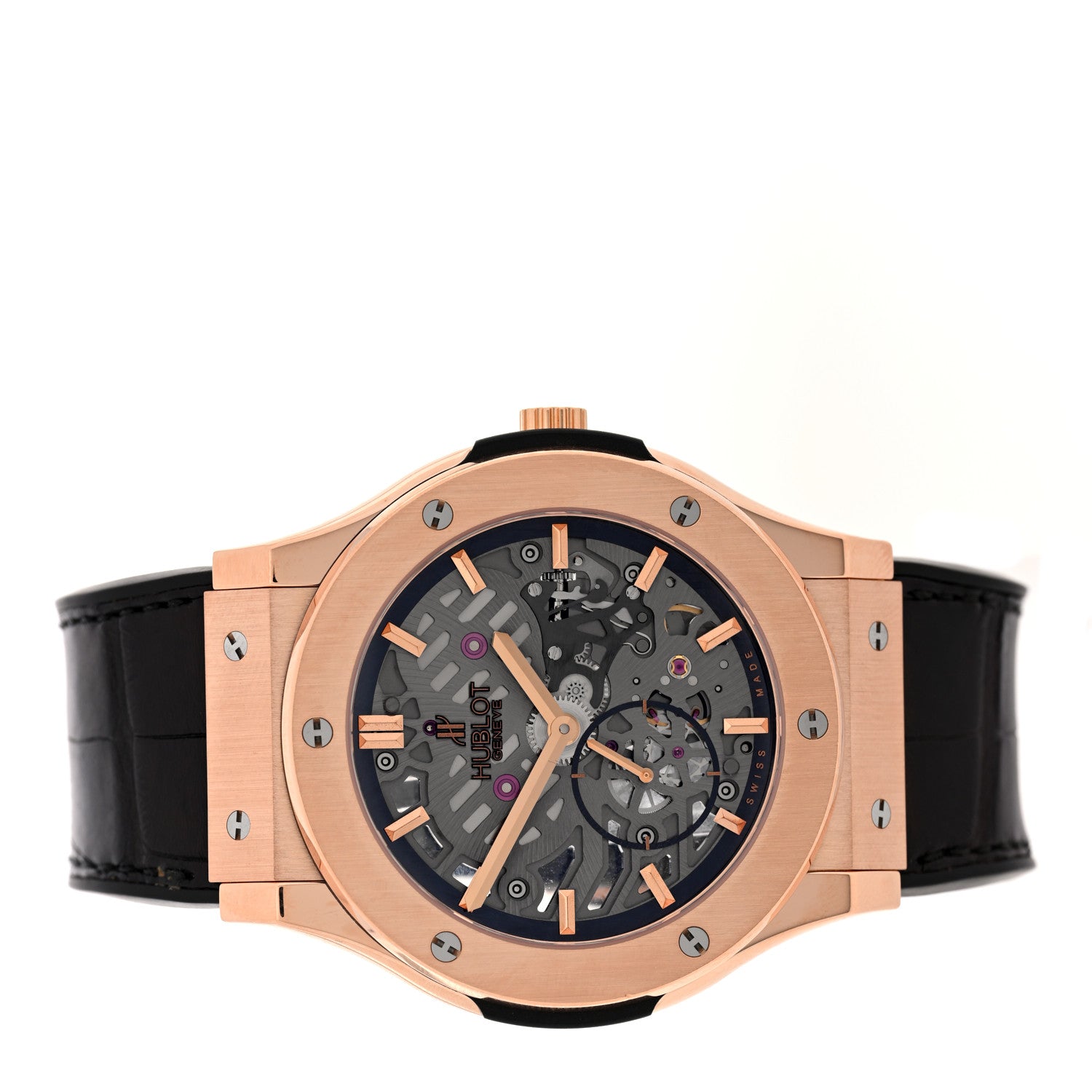 Hublot 18K Rose Gold Alligator 42mm Classic Fusion Ultra-Thin Manual Winding Watch Grey 545.OX.0180.LR 2 of 5