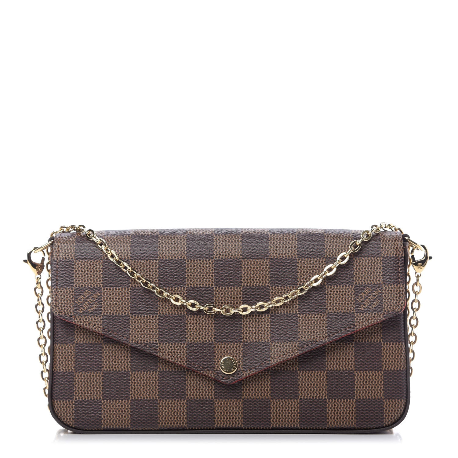 Louis Vuitton Damier Ebene Pochette Felicie Chain Wallet 1 of 10
