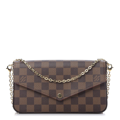Louis Vuitton Damier Ebene Pochette Felicie Chain Wallet 1 of 10