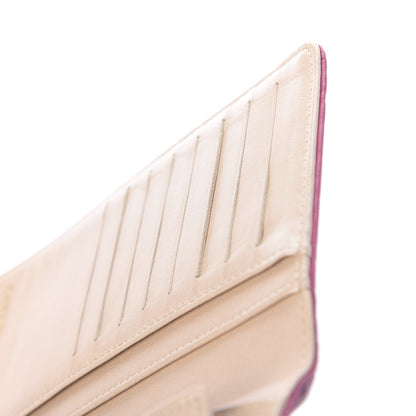 Chanel Lambskin Camellia Embossed Yen Wallet Fuchsia 9 of 11