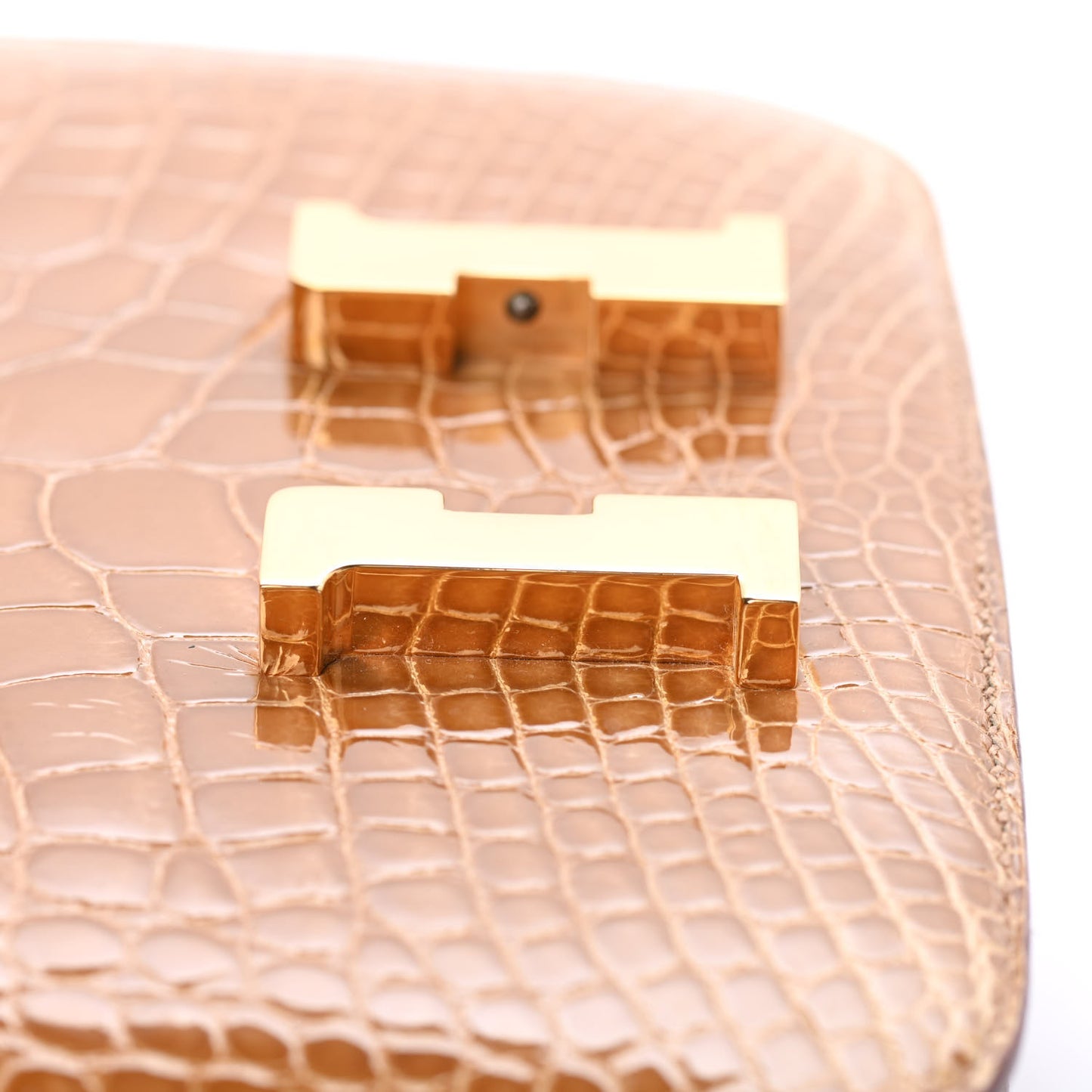 Shiny Alligator Constance 18 Tabac Camel