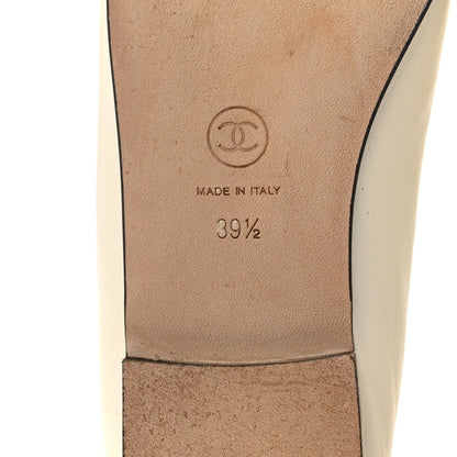 Chanel Lambskin Cap Toe CC Ballerina Flats 39.5 White Black 8 of 9