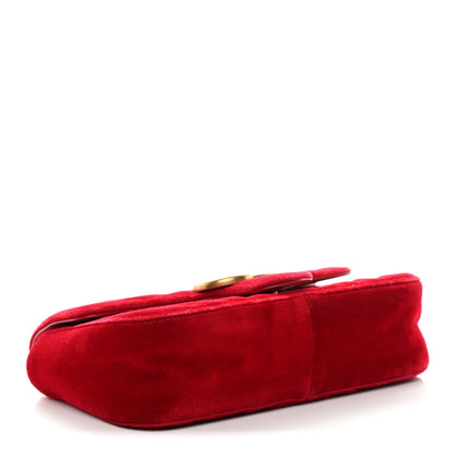 Gucci Velvet Matelasse Mini GG Marmont Shoulder Bag Hibiscus Red 4 of 10