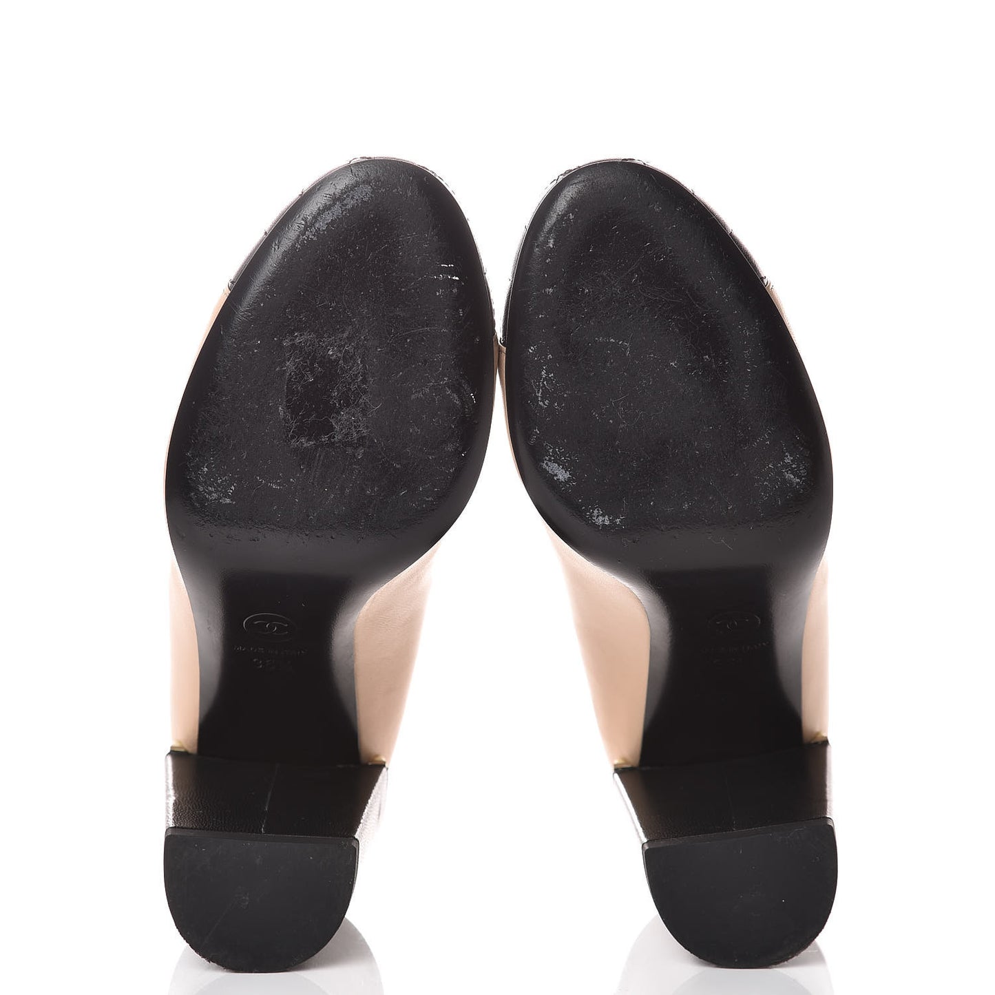 Lambskin Pearls Cap Toe Pumps 36.5 Beige Black