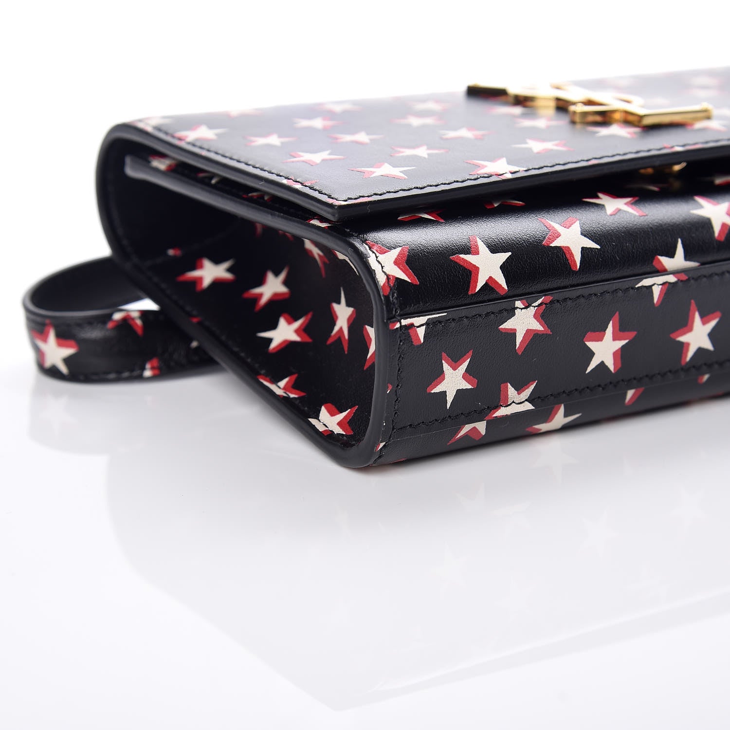 Saint Laurent Smooth Calfskin Star Print Monogram Kate Belt Bag Black Ivory Red 8 of 9