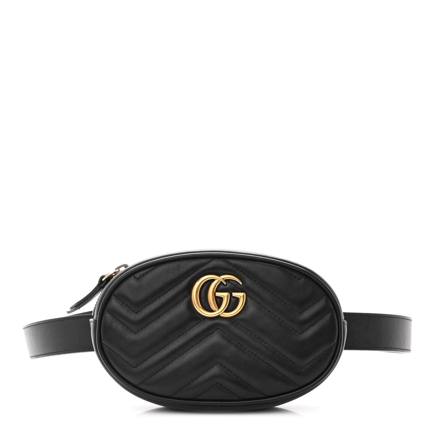 Gucci Calfskin Matelasse GG Marmont Belt Bag 85 34 Black 1 of 10