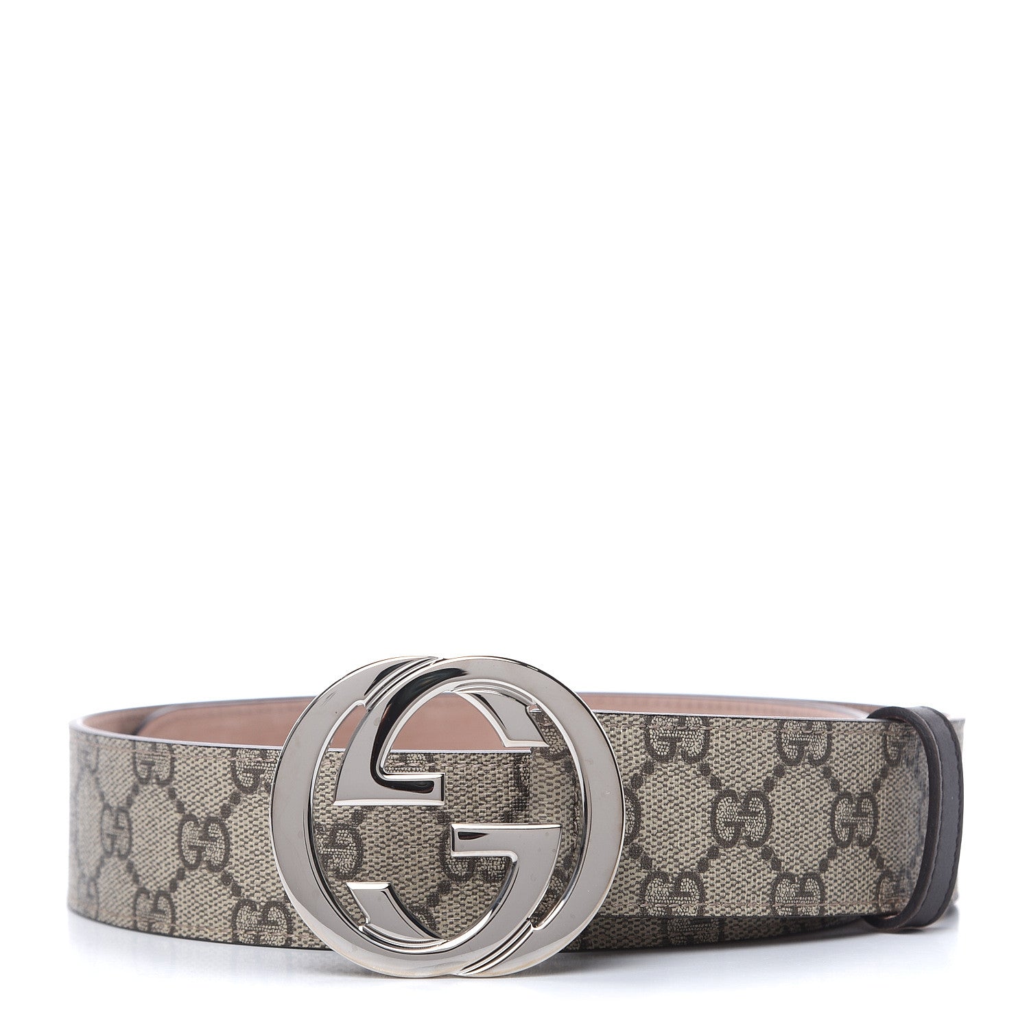 Gucci GG Supreme Monogram Selleria Calfskin Interlocking G 40mm Belt 85 34 Beige Ebony Cocoa 1 of 8