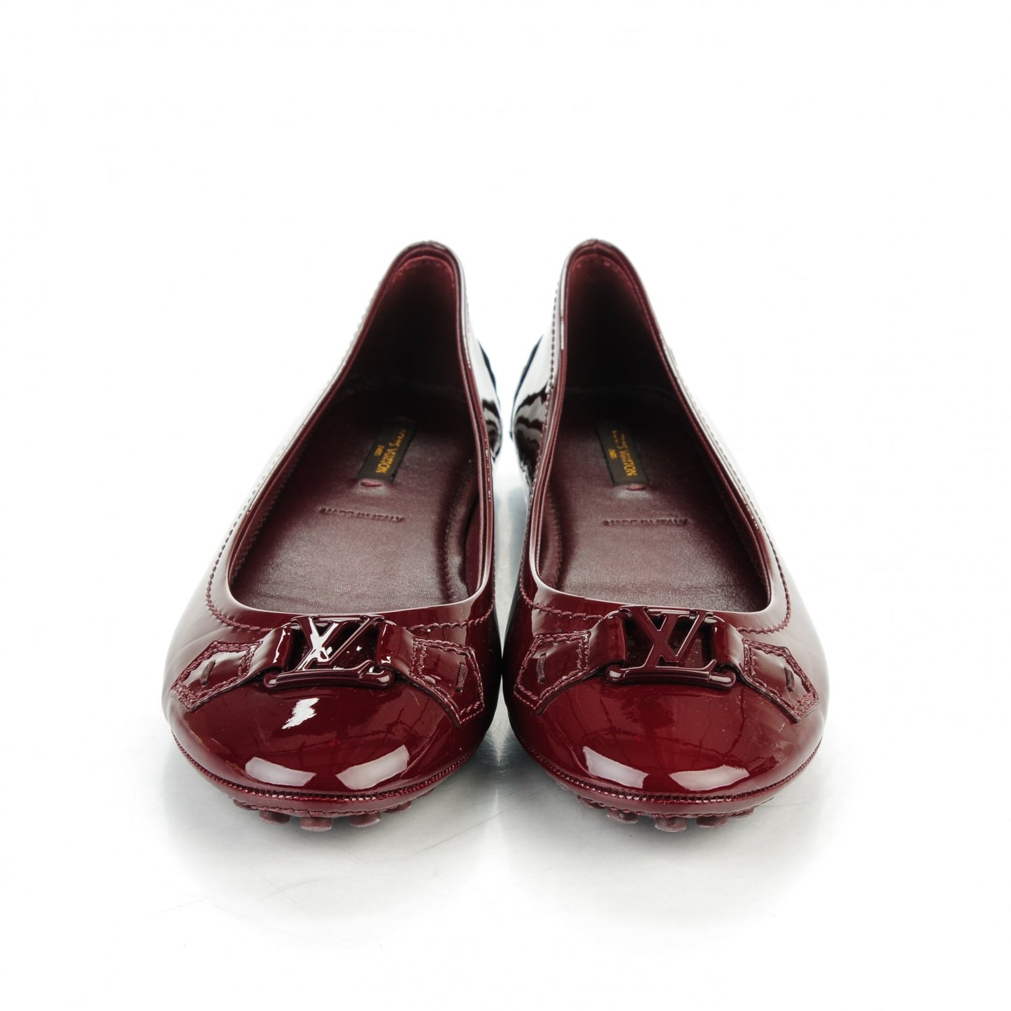 Patent Calfskin Oxford Ballerina Flats 38.5 Amarante