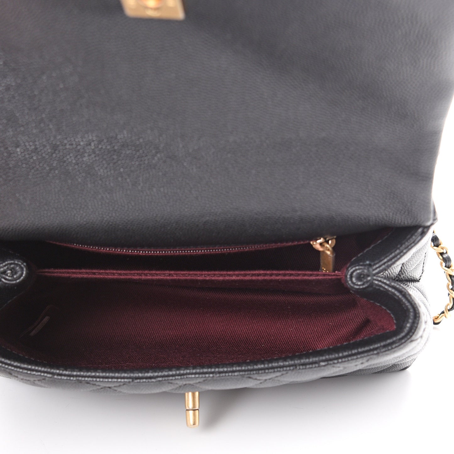 Caviar Quilted Mini Coco Handle Flap Black