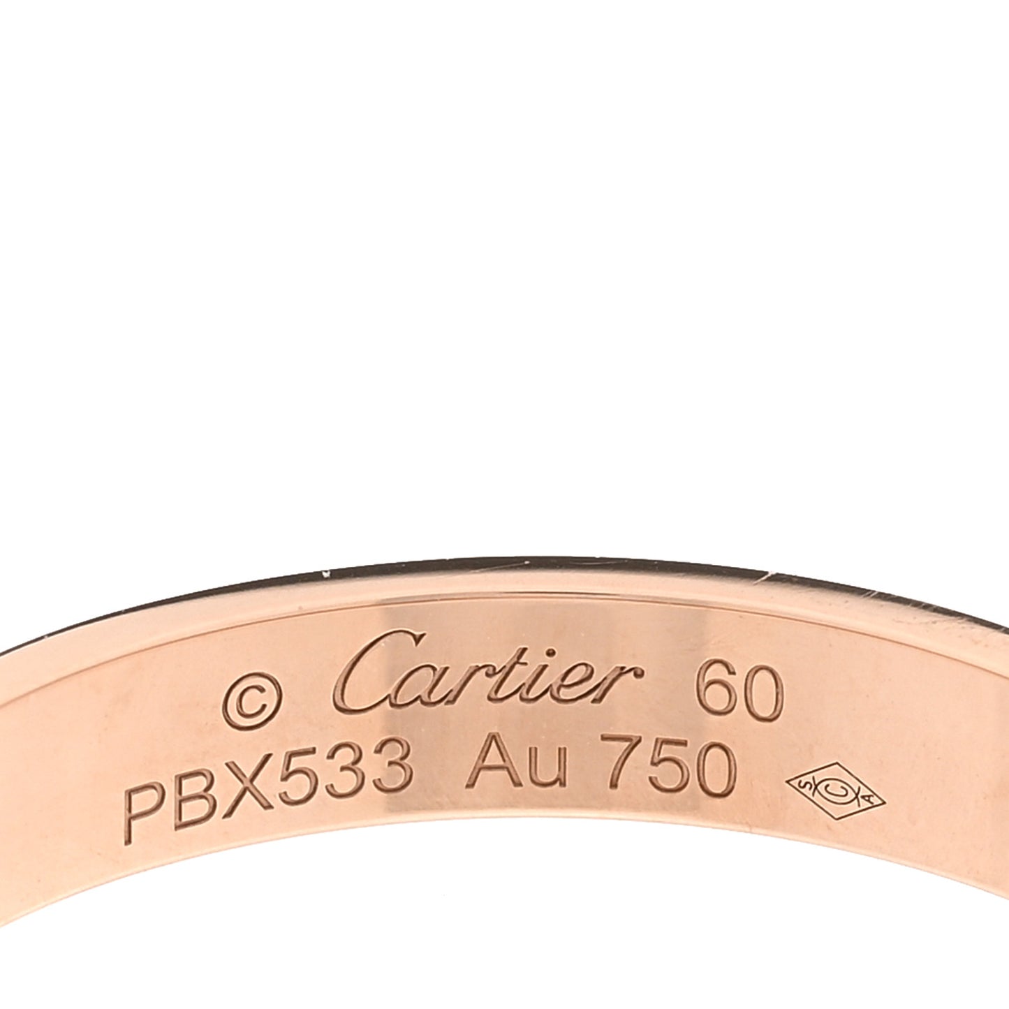 18K Pink Gold 3.5mm LOVE Wedding Band Ring 60 9