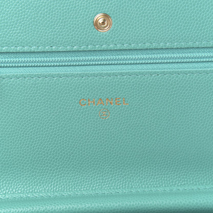 Chanel Caviar Quilted Wallet On Chain WOC Turquoise 6 of 12