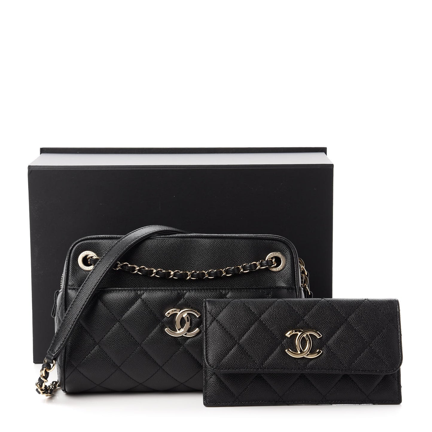 Caviar Quilted Small In & Out Camera Case Black