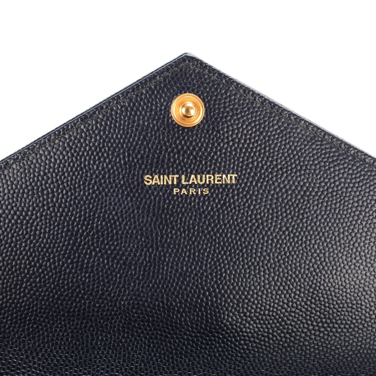 Saint Laurent Grain De Poudre Matelasse Chevron Monogram Flap Wallet Navy 6 of 7